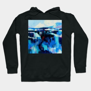 Study in Blue Abstract Landscape Painting Hoodie